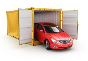 shipping container with car in it